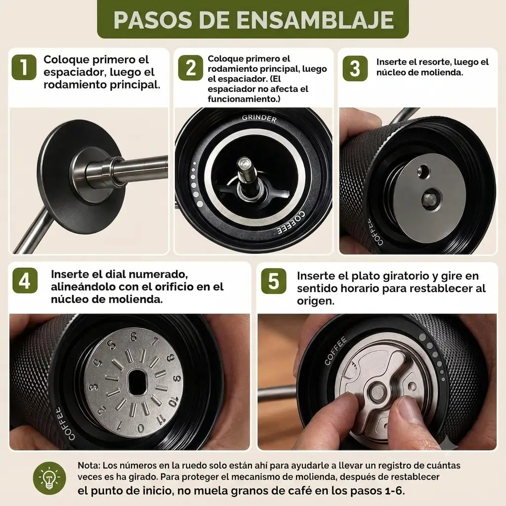 Molinillo de Café Manual Portátil en Acero Inoxidable.